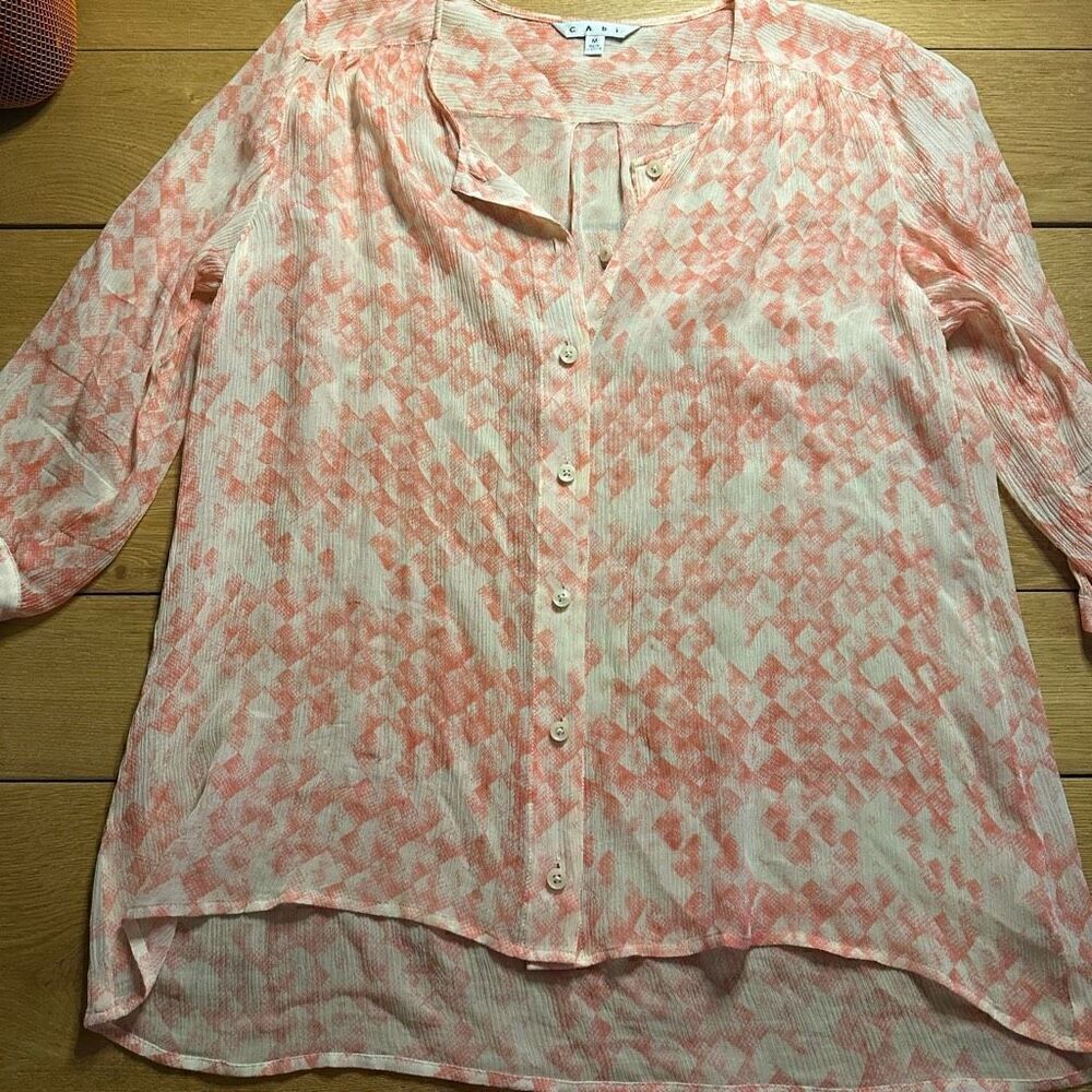 CAbi 100% silk shear blouse m